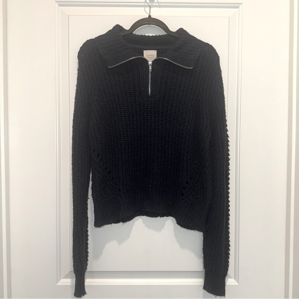 Francesca’s Navy Blue Quarter Zip Sweater - Picture 2 of 4
